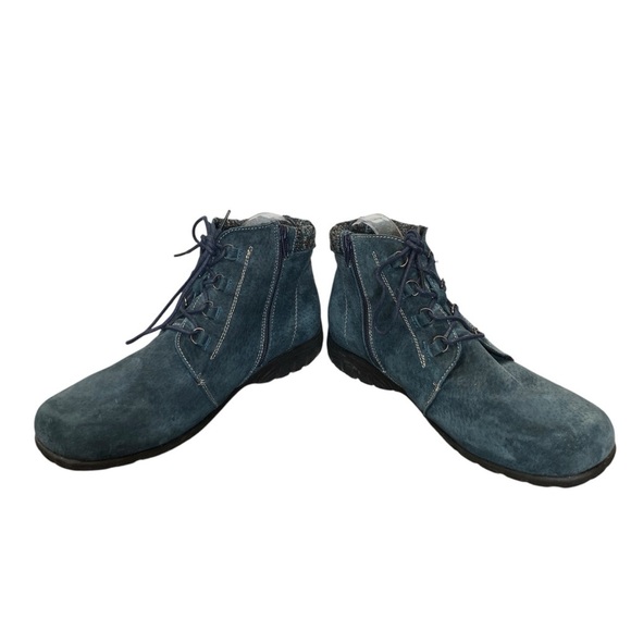 Propét Delaney Ankle Bootie Womens 11 Blue Teal Leather Full Zip Lace Up - Picture 8 of 10